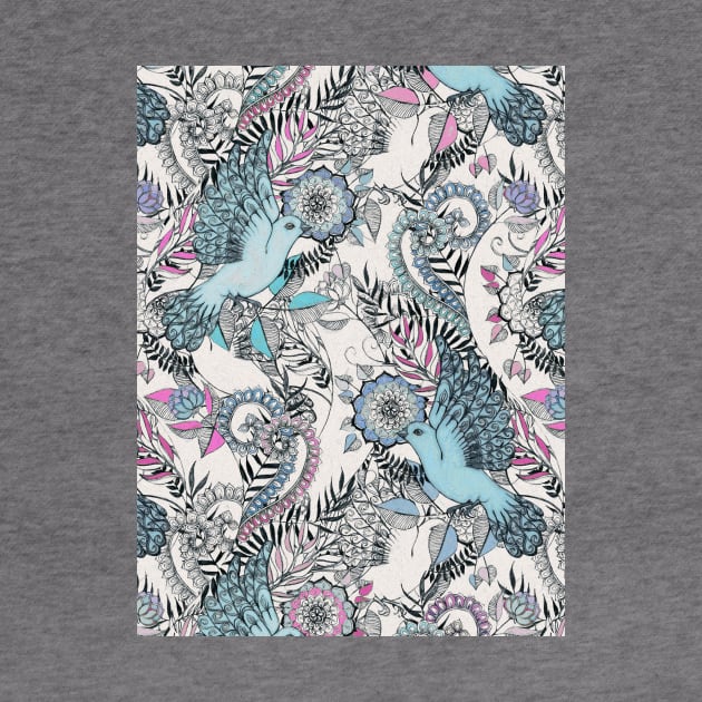 Flight of Fancy – pink, teal, cream by micklyn